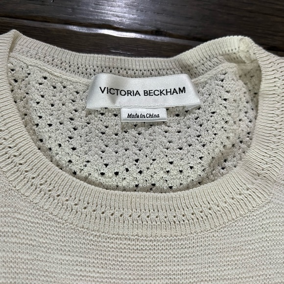 VICTORIA BECKHAM Open-knit midi dress size Medium Ivory - Picture 6 of 11